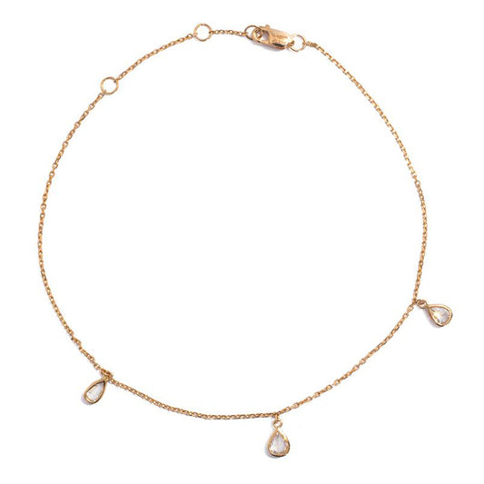 Rose Cut Diamond Anklet (18K Rose or Yellow Gold)