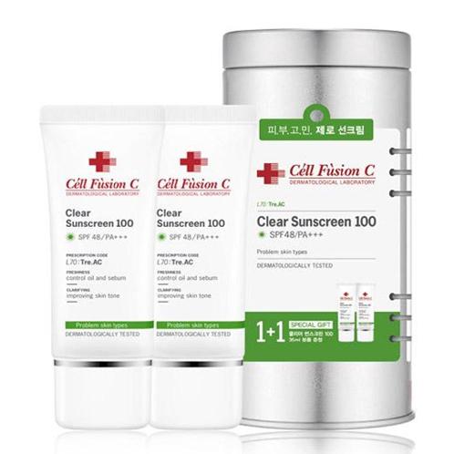 [Cell Fusion C] Tre.AC Clear Sunscreen 100 SPF48/PA+++ 2pcs